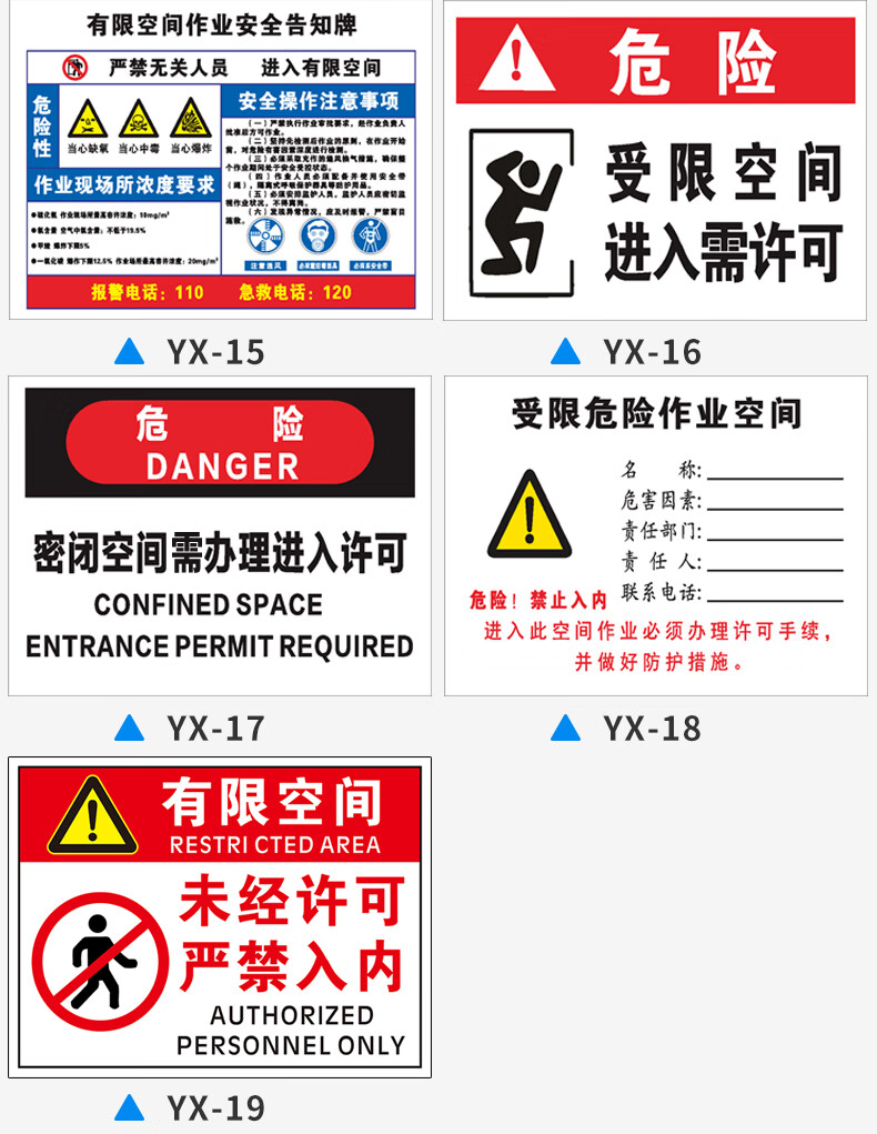 卡禁止入內警示標示貼牌定做有限空間安全操作規程yx20pvc板40x60cm