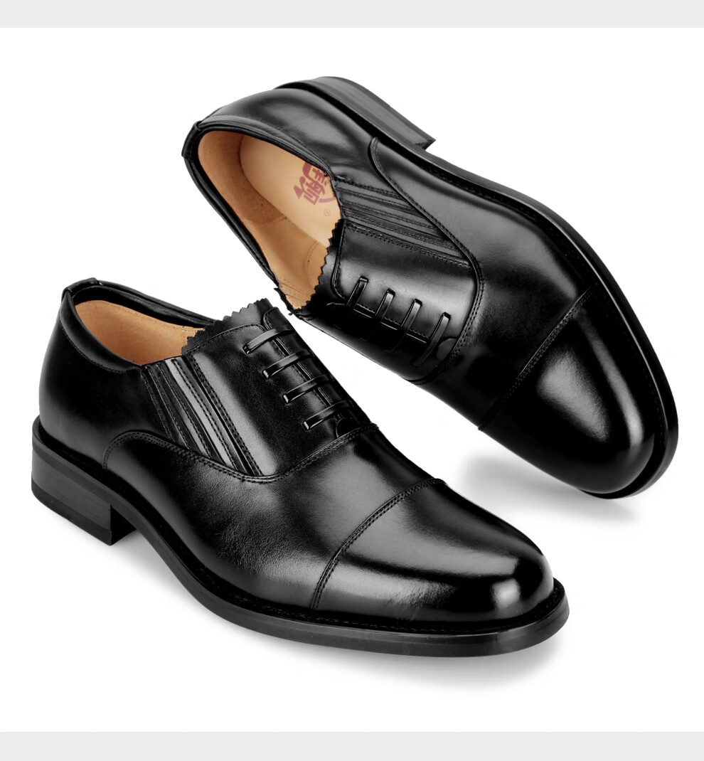 3513巡洋舰三接头皮鞋男士商务正装皮鞋真皮牛皮趟底男鞋黑色系带款39