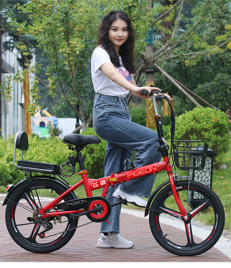 自行车成人可带娃折叠便携式自行车20寸男女成年学生骑变速轴承一体轮