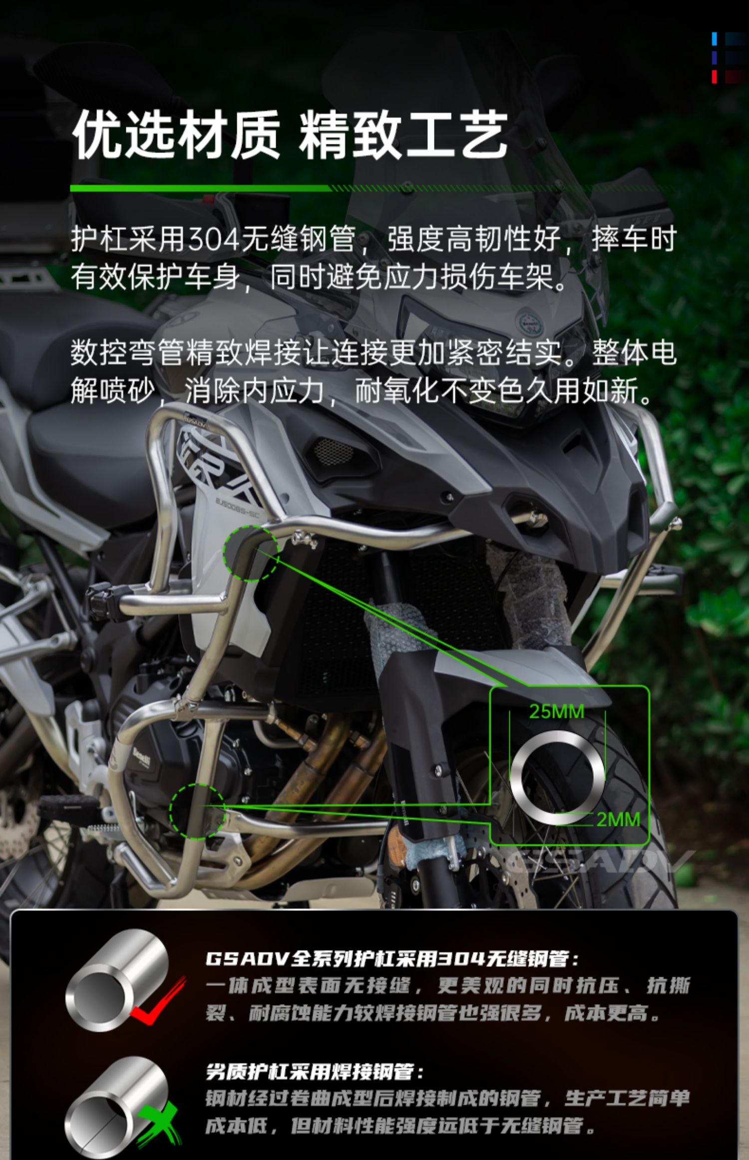 适用贝纳利trk502/502x保险杠上下护杠改装三箱全包围不锈钢 17-21款