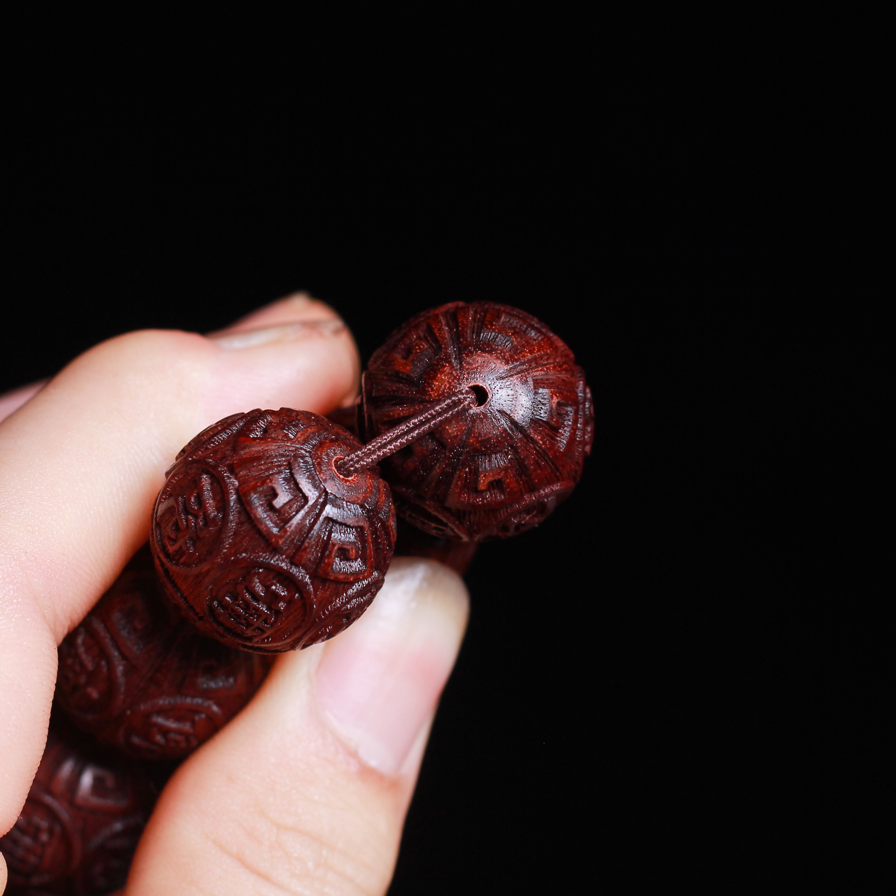 阿弥陀佛葫芦手串文玩饰品手工小孔红木工艺品 血檀雕刻阿弥陀佛手串