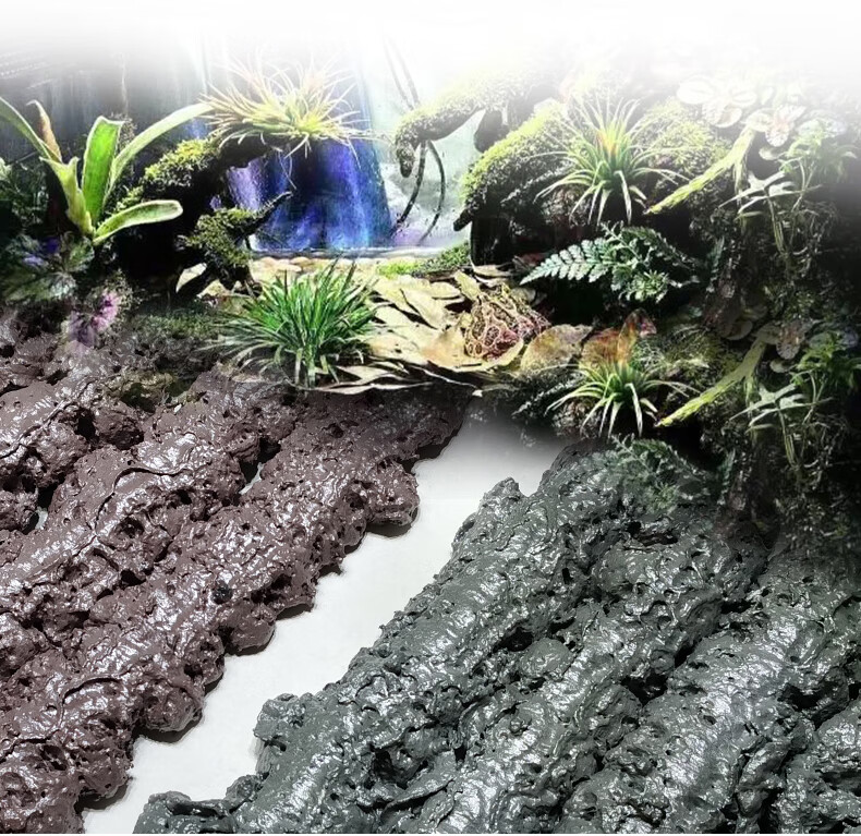gns泰朗雨林缸造景发泡胶鱼缸水族馆泡沫胶青龙石色造景胶沉木色青龙