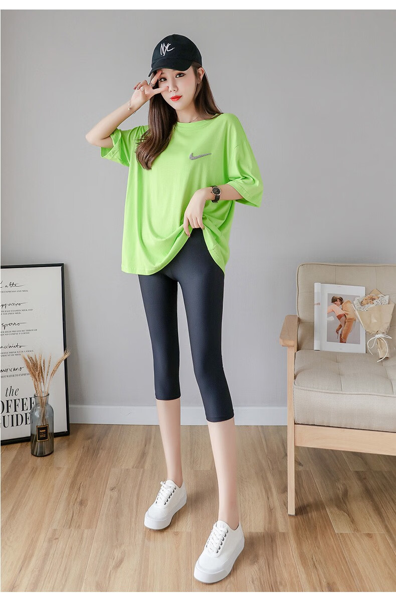 LangSha Ice Silk Leggings for Women, Lightweight Summer Elastic Seven-Point Pants, High-Waist Slimming Sun Protection Tight-Fitting Trousers for Outer Wear 22