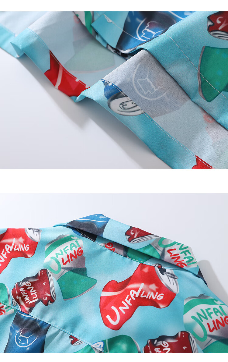 【bbter】 清爽浅蓝扭曲易拉罐国潮牌休闲百搭慵懒夏威夷风 蓝色xxl