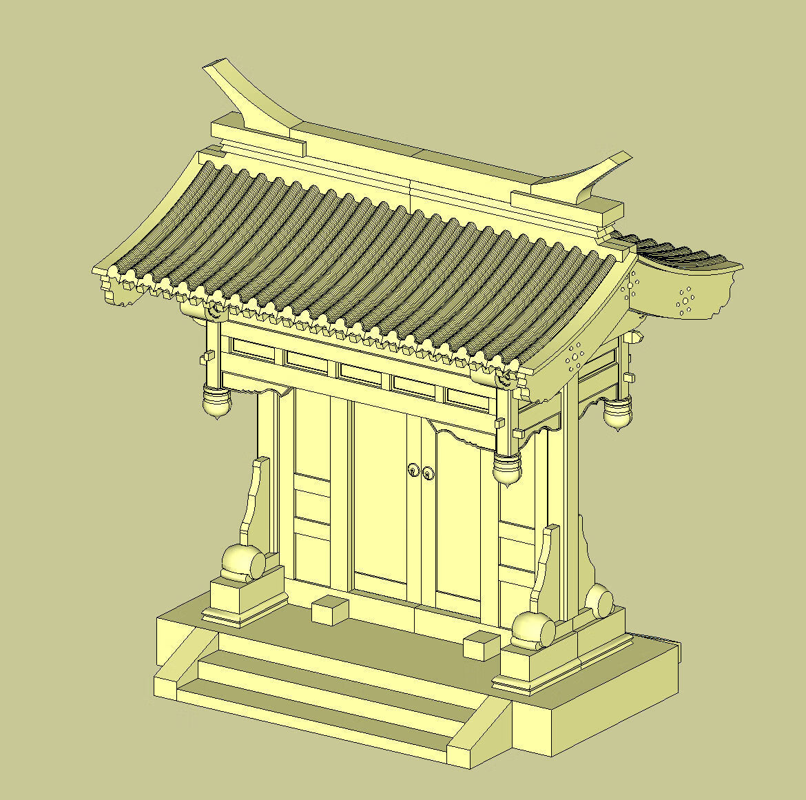 古建筑垂花门模型 中式积木玩具教具 榫卯结构可拼装无斗拱版定制