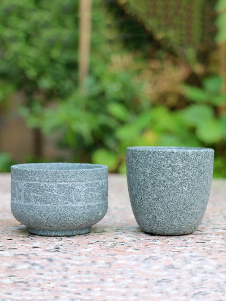 墨珵新品天然矿石青石茶杯主人杯石头杯子品茗杯泡茶杯纯手工茶杯雕刻