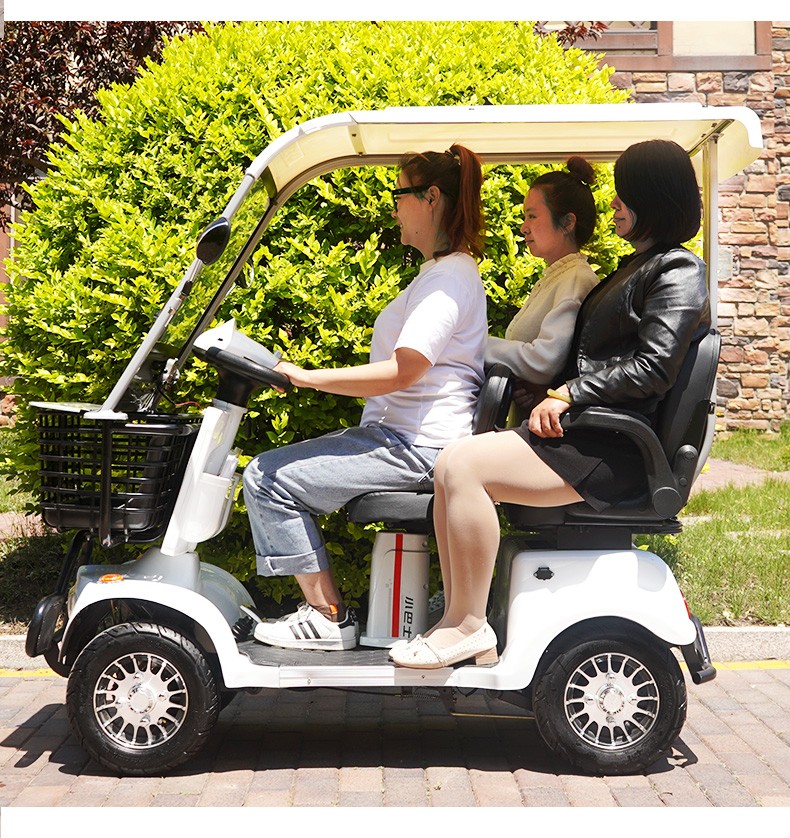 老人带棚新能源电动四轮车双人e90定制电磁刹车800w60v20ah锂电池棚帘