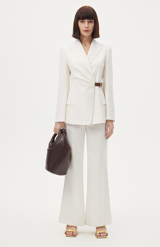 意大利设计朗姿法式白色西装女2022年春季新款职业西服外套白色16584a