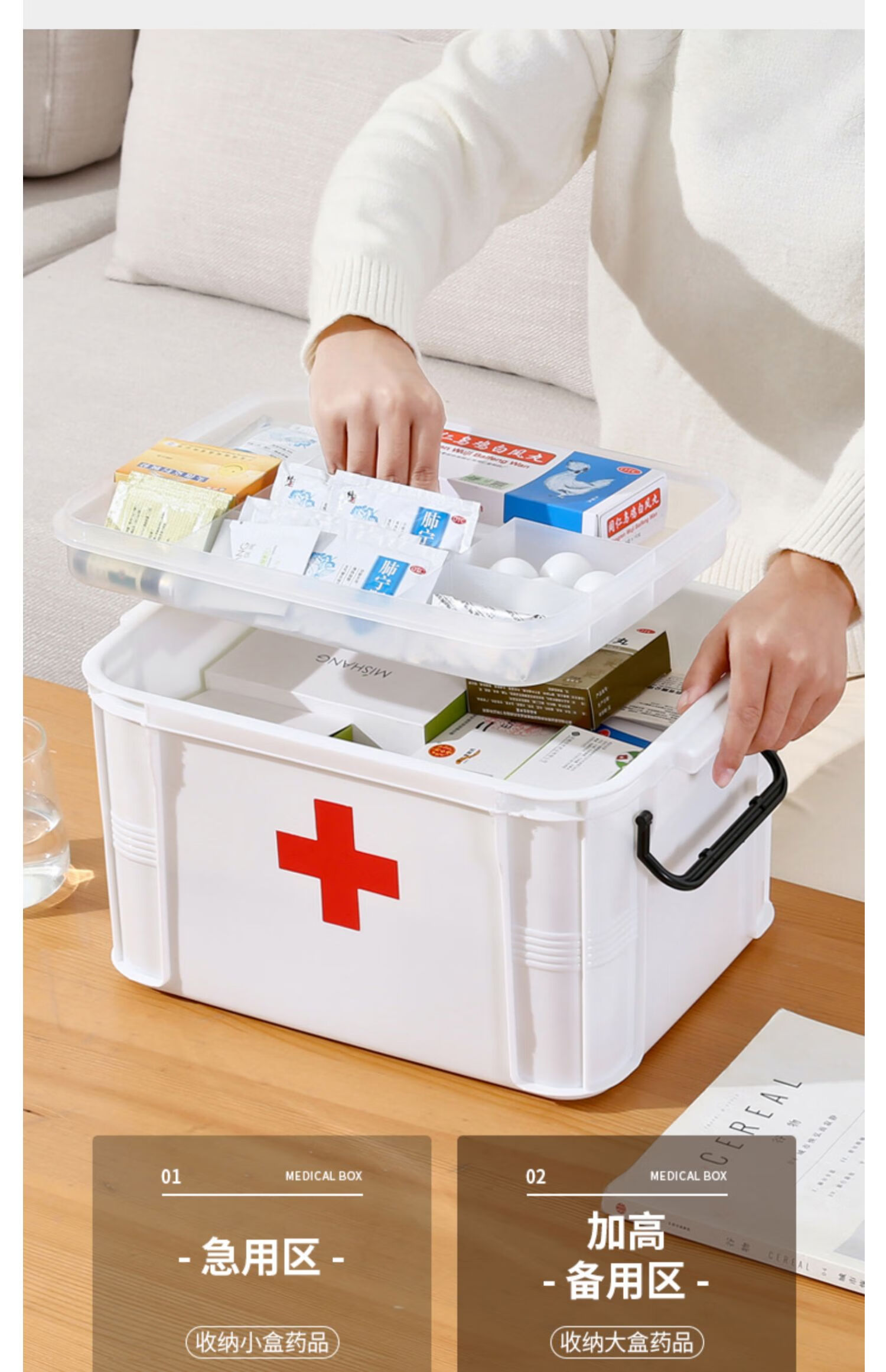 药箱家庭装药品多层收纳盒小医药箱家用大容量大号急救箱wj特大药箱