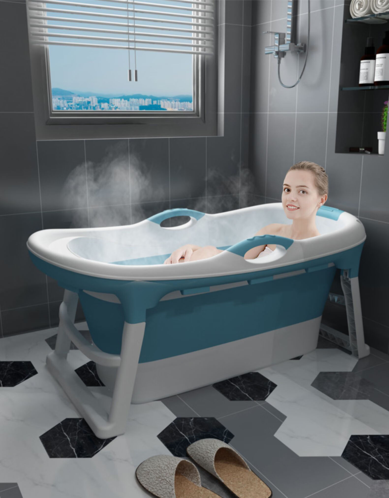 大号可折叠沐浴桶大人泡澡桶成人洗澡桶汗蒸浴缸全身浴盆家用神器 1.