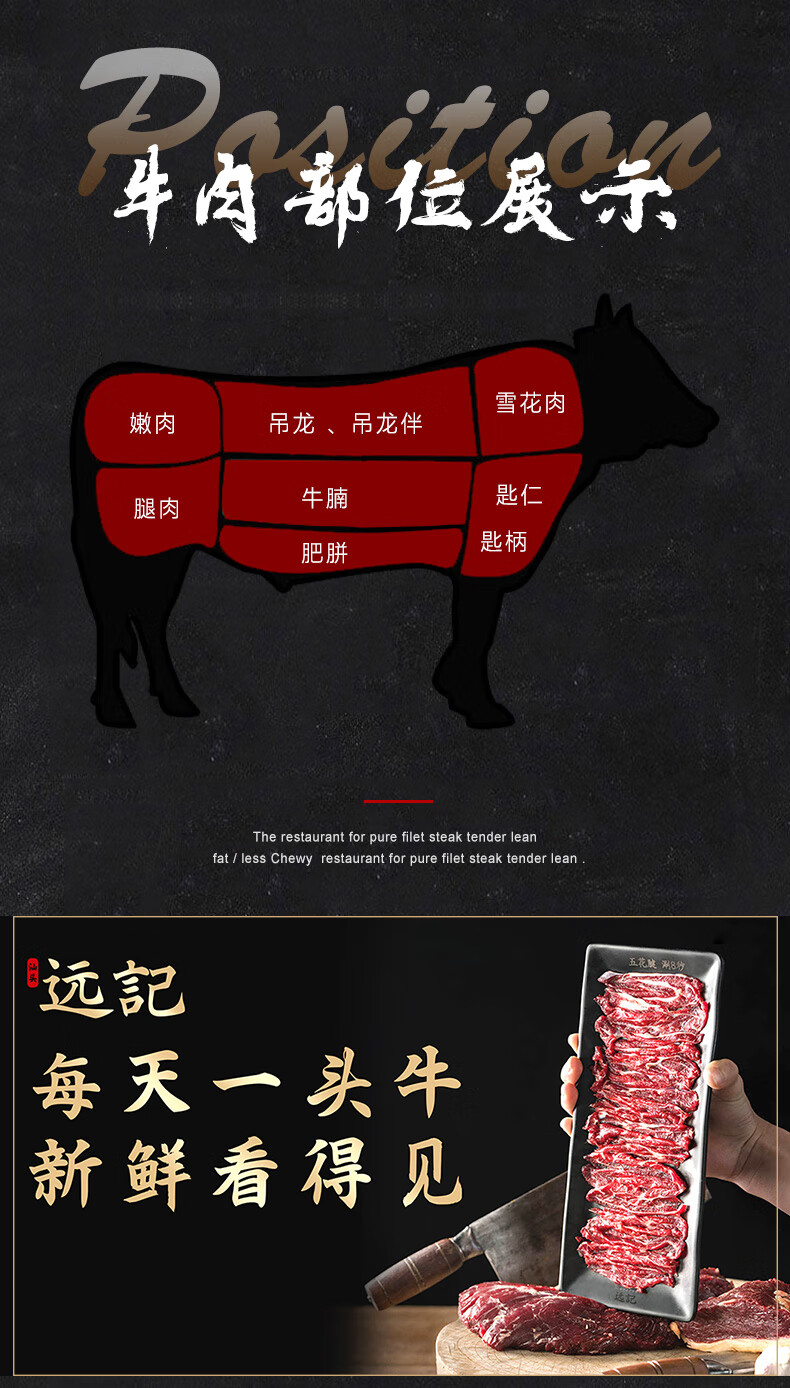 潮汕牛肉吊龙切片新鲜吊龙肉本地鲜黄牛肉生鲜屠宰牛肉远记黄牛时仁