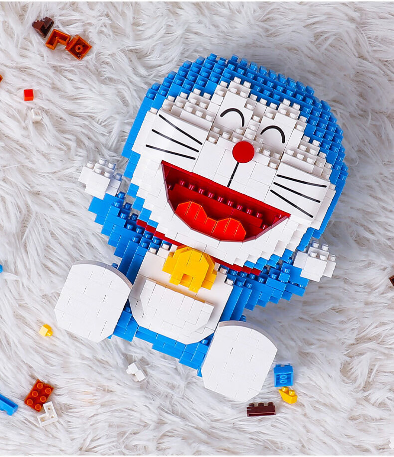 2022新款兼容某高哆啦a梦积木机器猫小颗粒拼装女孩系列叮当猫成人高