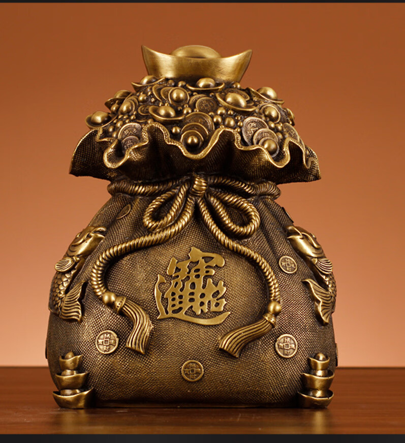 boussac 纯铜存钱罐福袋礼品金属工艺品家居财位店铺开业 y大号财福字