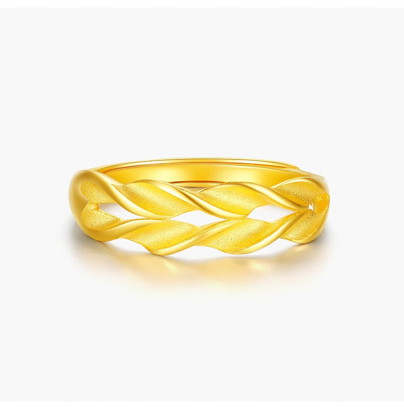 老凤凰 足金999麦穗黄金戒指女活口指环素金女戒送爱人情人节礼物 3.