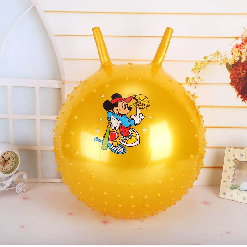 儿童感统训练球大龙球加厚防爆羊角球幼儿园充气玩具跳跳球送气泵蓝色