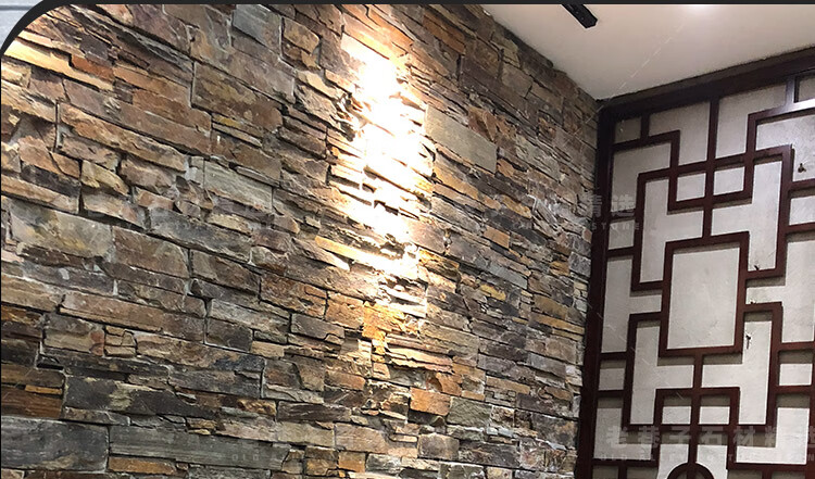 天然文化石背景墙乱石头大块壁炉毛石片花园别墅庭院子户外围墙砖温馨