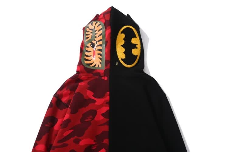 a bathine bape秋季日系街头潮牌dc宇宙蝙蝠侠联名款拼色迷彩情侣卫衣