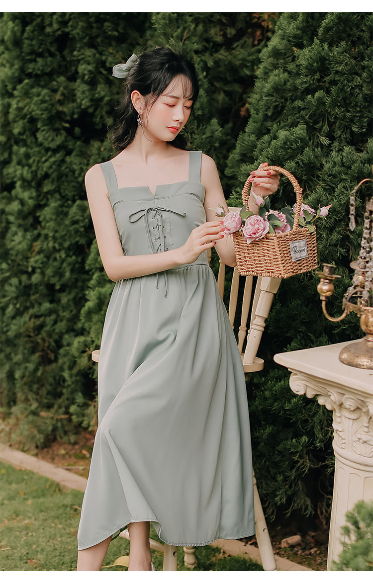 青少女装夏天款式大学生中学生法式显瘦背带吊带连衣裙女装夏季2020年