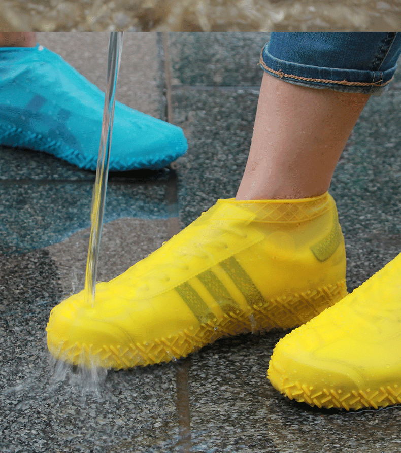 防雨鞋套男女硅胶鞋套防水雨天加厚防滑耐磨底儿童户外鞋套 淡蓝色 l