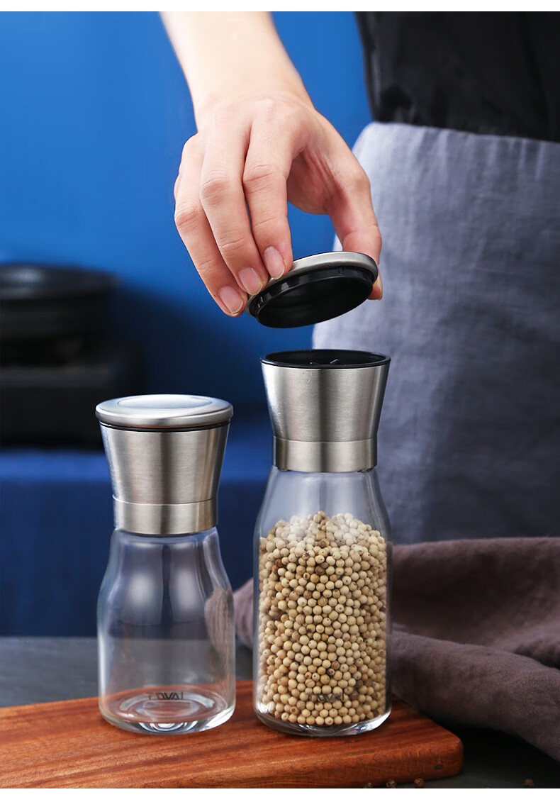 华派 不锈钢研磨器手动黑胡椒研磨瓶花椒粉研磨工具调料罐调味捣碎