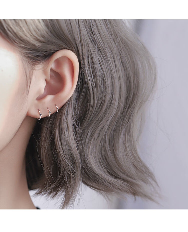 warmefarben圈圈耳环圆圈款养耳洞耳圈男小耳钉耳骨钉女925银耳骨环