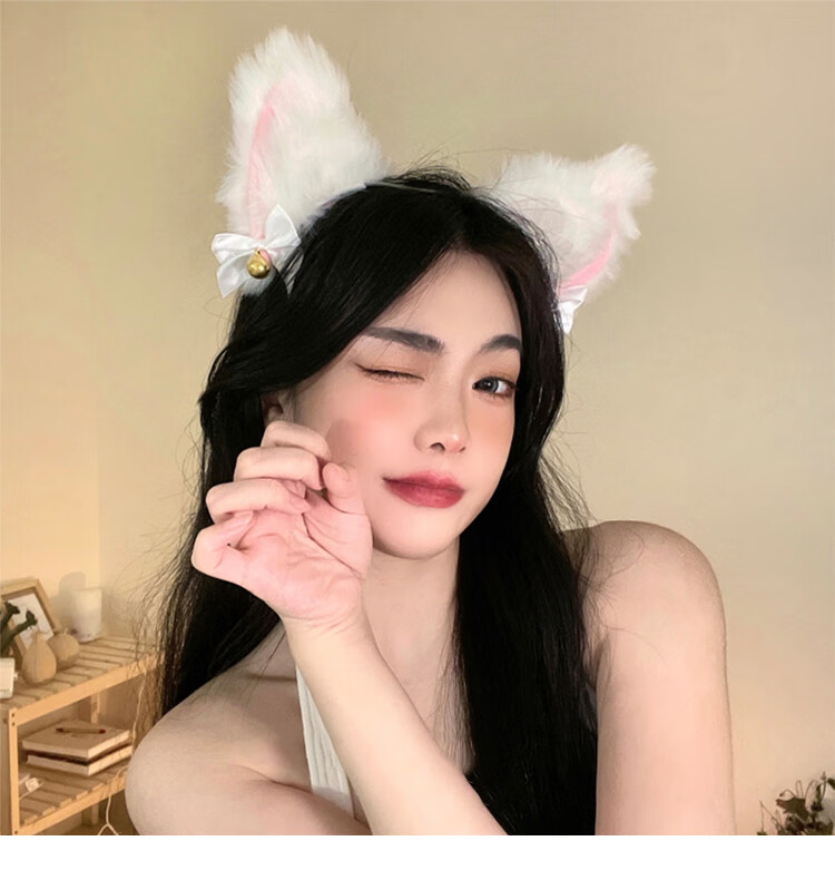 发卡网红发饰韩式发捆时尚饰品 猫咪猫耳朵发箍 项圈【黑色】【图片