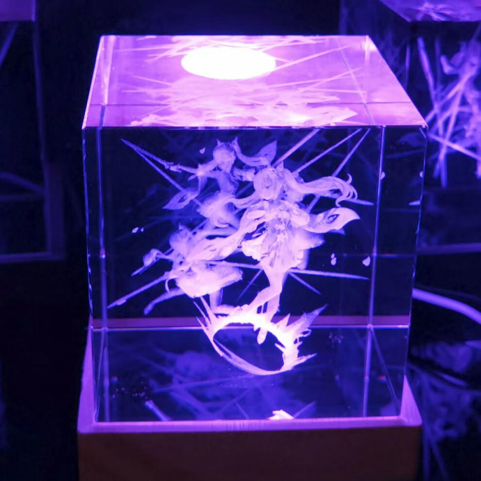 原神周边限量版刻晴甘雨水晶激光内雕200个卖完无5厘米x10厘米甘雨无