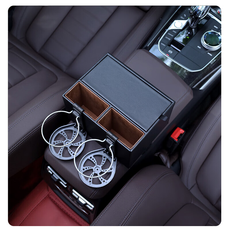 适用于23款保时捷卡宴座椅收纳盒适用macan车载扶手箱水杯架置物储物