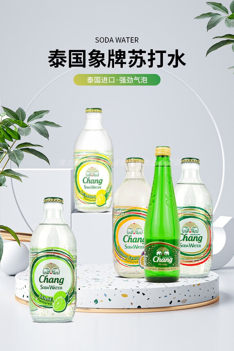 象牌气泡水泰国大象苏打水泰象气泡水0卡象牌碱性矿泉水325ml24瓶整箱