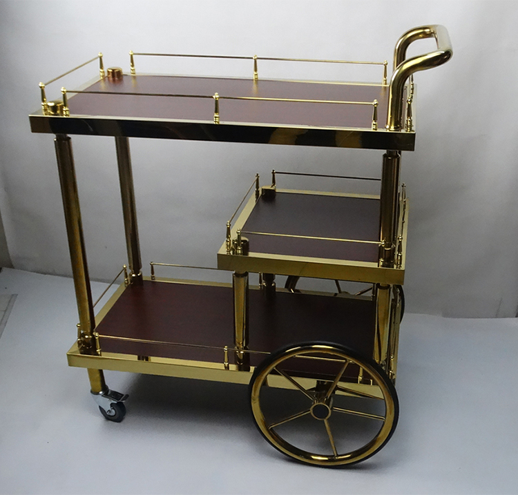 三层餐车实木柱烤鸭车酒店送餐车上菜车酒店餐厅送菜车豪华手推车j202