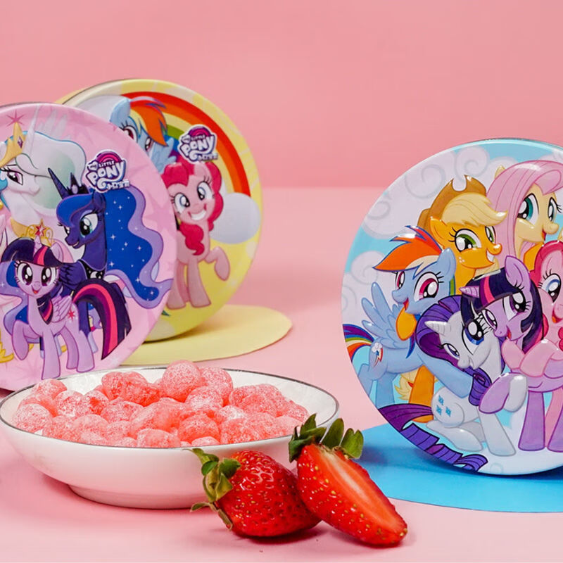 【小马宝莉益生菌软糖80g】添乐卡通草莓味儿童零食铁盒装 草莓味益生