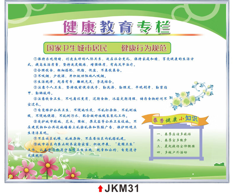 健康教育宣传栏墙贴纸标语宣传海报学校医院社区教育展板知识画挂图