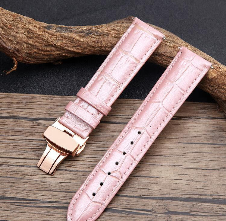 森匠grandprix瑞士格林手表带男女机械表蝴蝶扣配件20mm白带银扣18mm