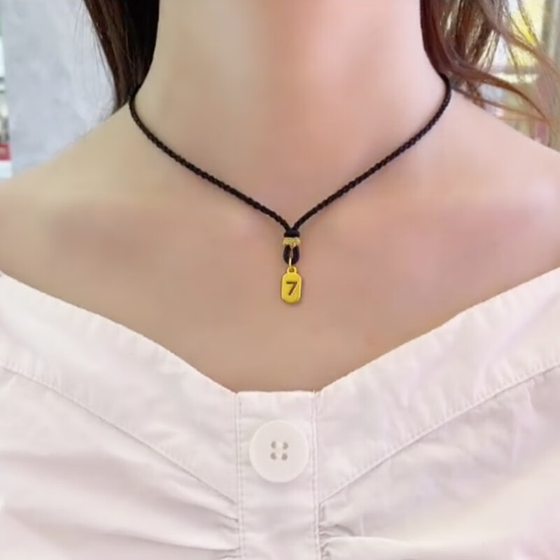 老凤凰黄金吊坠女款编织黑绳锁骨链足金999爱妻数字字母项链送老婆