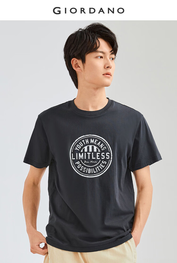 【佐丹奴t恤】佐丹奴giordano男装 t恤字母印花棉质圆领短袖t恤010912