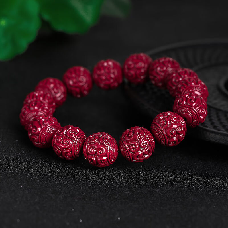 骥祥保真朱砂回纹珠珠高含量紫金砂手链平安男女同款6mm回纹珠