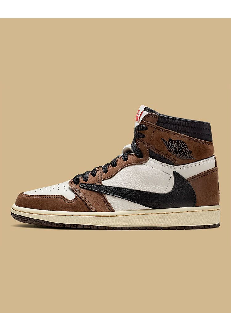 耐克休闲运动跑步鞋子aj1hights联名倒钩深棕色高帮篮球鞋男女同款dh