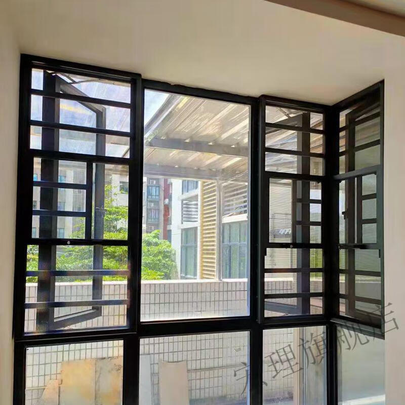 防蚊防盗铝合金平开窗带锁防护框中框06金刚网防护栏纱窗可拆洗1x1m