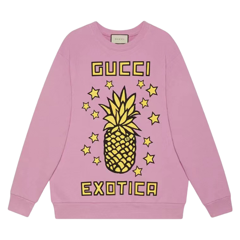gucci 女士 gucci菠萝印花卫衣宽松上衣亲肤女装套头卫衣 s码【图片