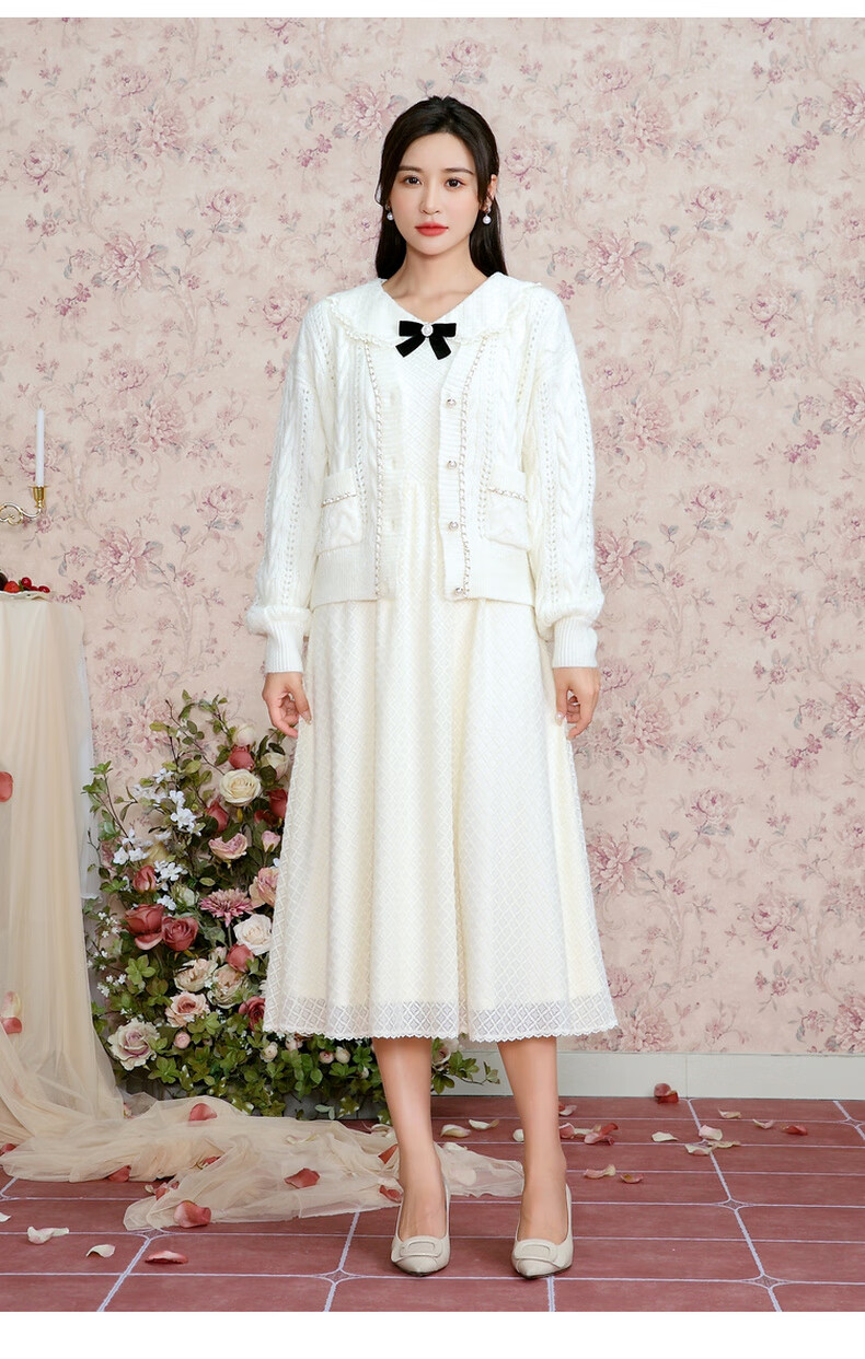 固执2022秋冬新款学院v领长袖针织毛衣外套女装12323my07671 米杏色