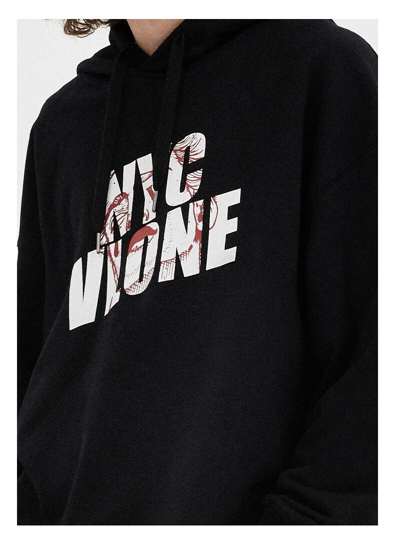 vlone nyc2020秋季新款印花衛衣男連帽潮流情侶外套學生街頭風 黑色 l