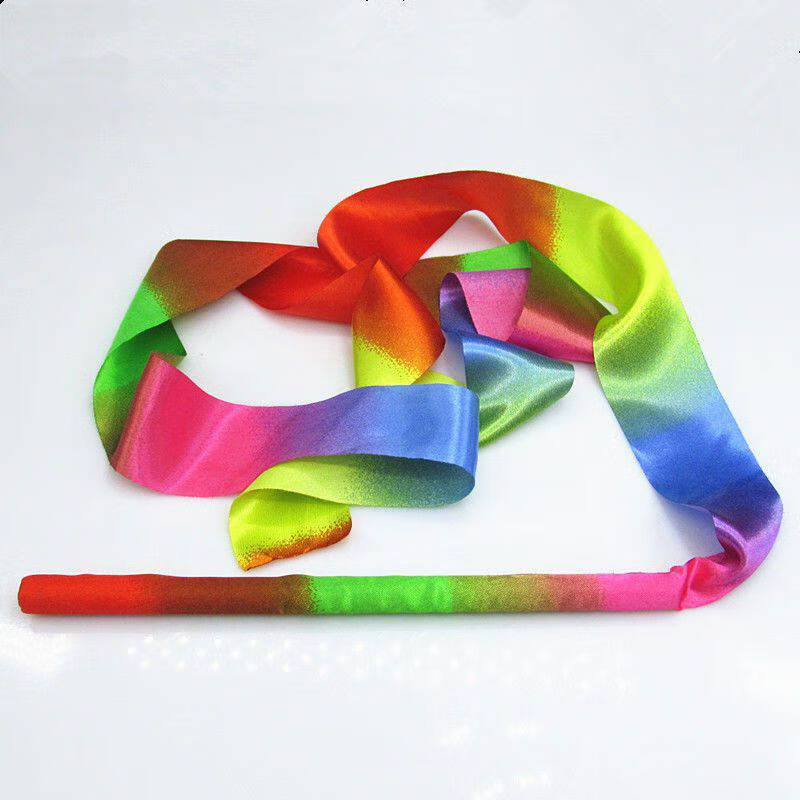彩带跳舞体操艺术广场舞健身表演七彩彩虹绸带带棒幼儿园舞蹈飘带 5米