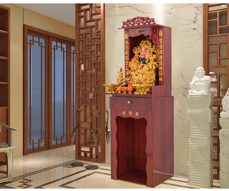 财神爷陶瓷佛像佛龛立柜店铺供奉请文武财神关公开业摆件24寸单个神龛