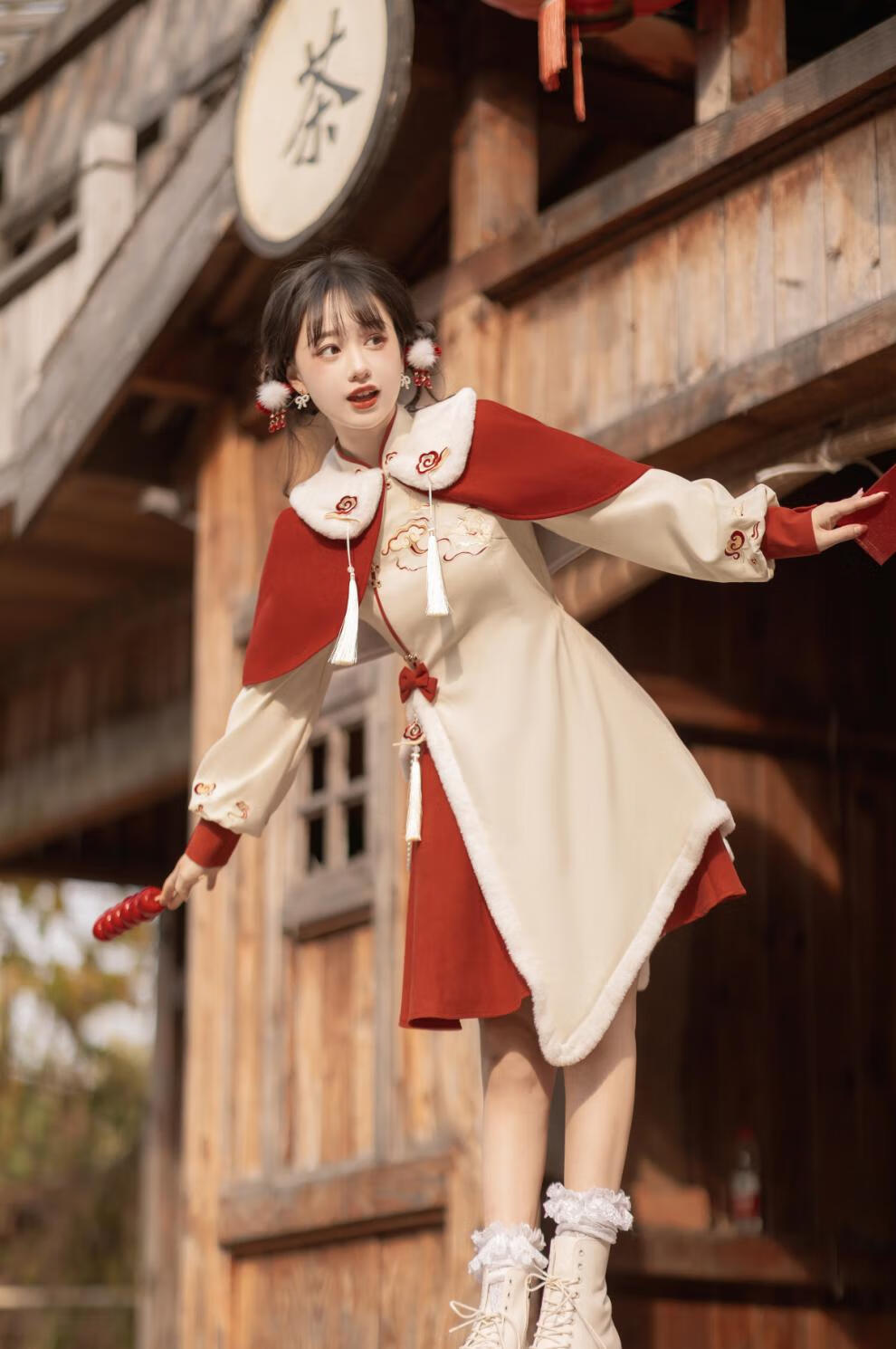 林中寻新年战袍汉元素洛丽塔lolita连衣裙秋冬季日常款拜年服成人 两