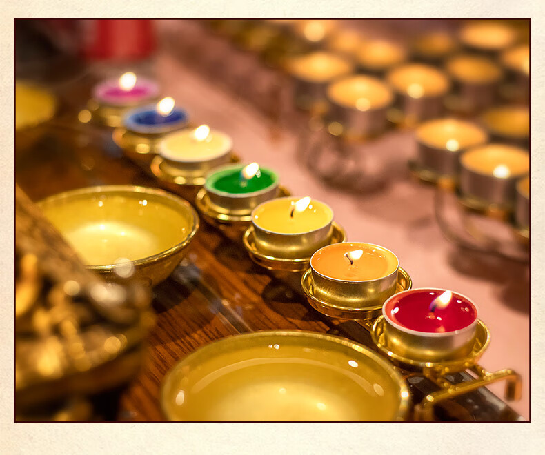 三漫陀七彩酥油灯家用供佛灯居家摆件供灯4小时长明灯植物酥油灯蜡烛4