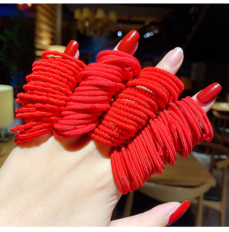 红色头绳儿童扎头发橡皮筋女童新年喜庆发绳高弹力宝宝发圈hj8毛绒