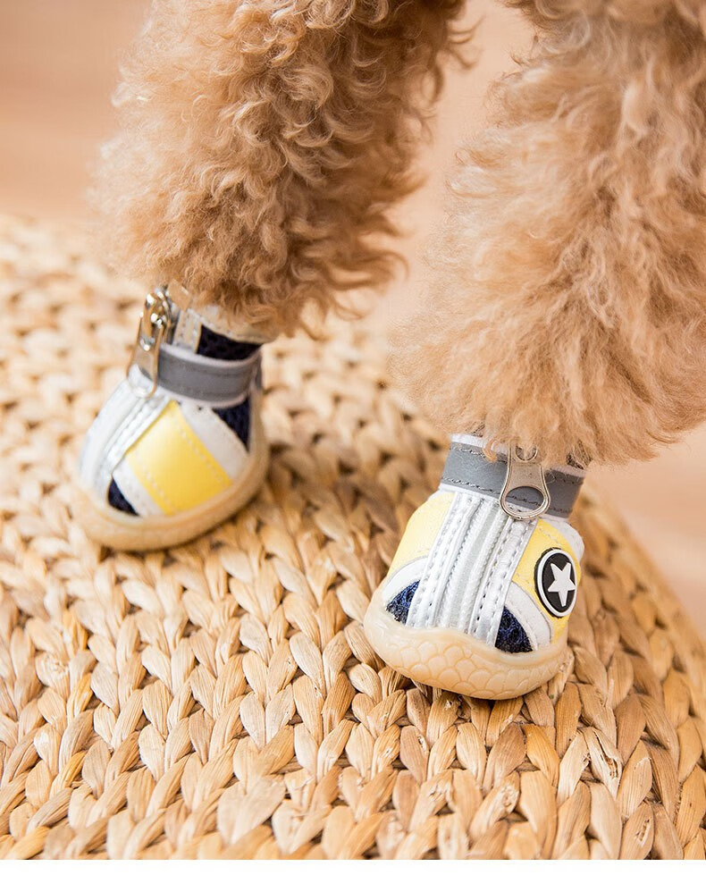 小狗狗鞋子夏季宠物泰迪比熊软底鞋小型犬幼犬防掉透气鞋一套4只春夏