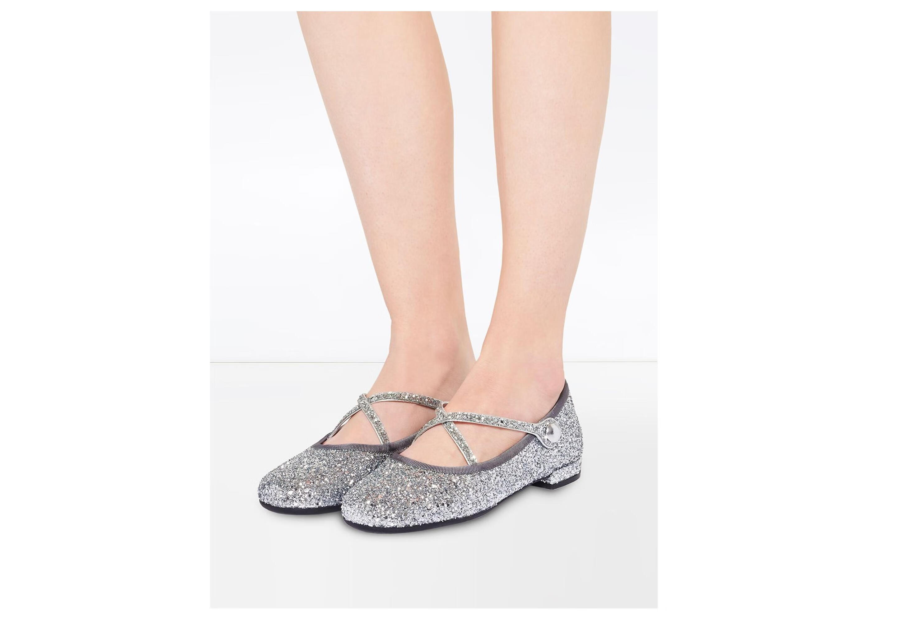 缪缪(miumiu)20秋冬女士金葱芭蕾舞平底鞋 银色 it35【图片 价格 品牌