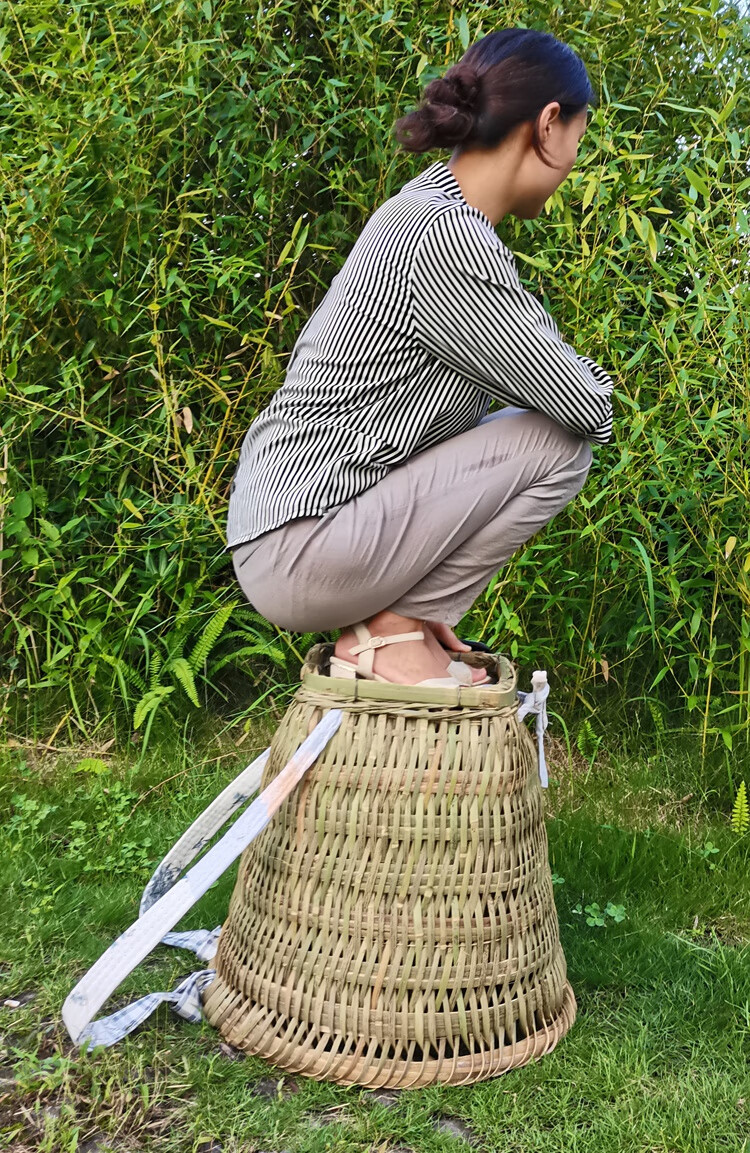 竹编背篓大号全手工编织农用背草料采蘑菇承重四川成人收菜筐家用 无