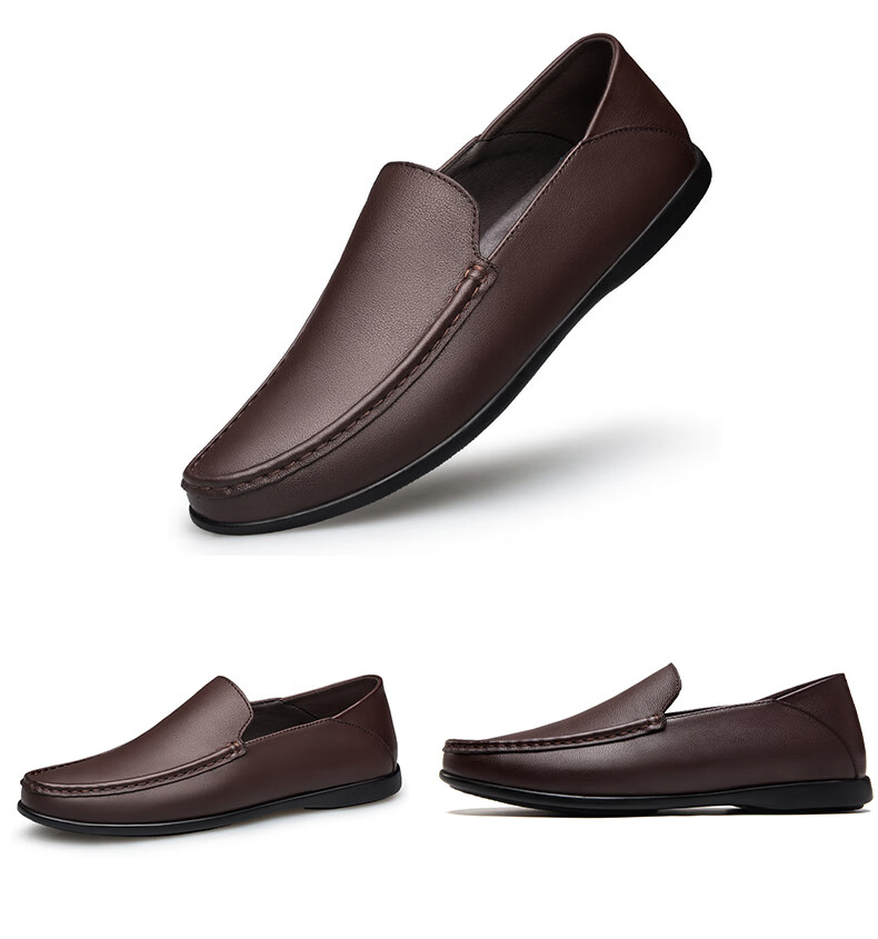 头层牛皮卡丹路男鞋豆豆鞋男皮鞋简约休闲鞋商务正装鞋软底舒适套脚